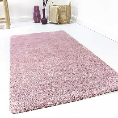 Wecon Home Kuschelig weicher Esprit Hochflor Teppich, bestens geeignet fürs Wohnzimmer, Schlafzimmer und Kinderzimmer LOFT(70 x 140 cm, rosa)