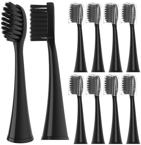 YMPBO Testine di ricambio compatibili con spazzolino elettrico Burst, [10 testine di ricambio + 30 plettri per filo interdentale + 1 supporto] per spazzolino elettrico Burst Sonic, design con setole