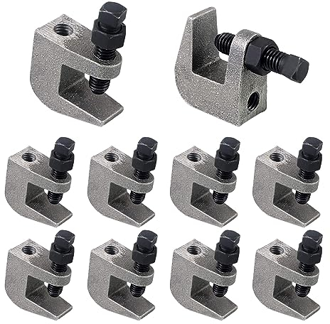 NIDAYE Top Beam Clamps, UNC 3/8 Iron Safety Rod Beam Clamp, 3/4 Jaw Opening, Beam Wall Ceiling Mount Vertical Piping Support-Clamp for Copper, PVC Tubing, 10 Packs