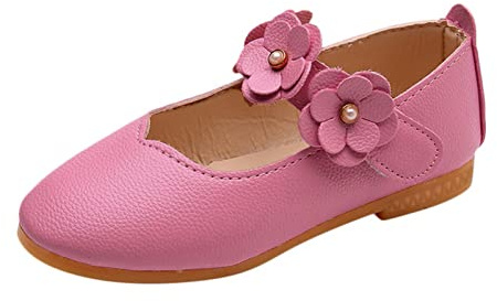 Scarpe da principessa, da bambina, con ballerina, eleganti scarpe da battesimo, antiscivolo, per feste, ballerine, con chiusura in , Colore: rosa., 29 EU