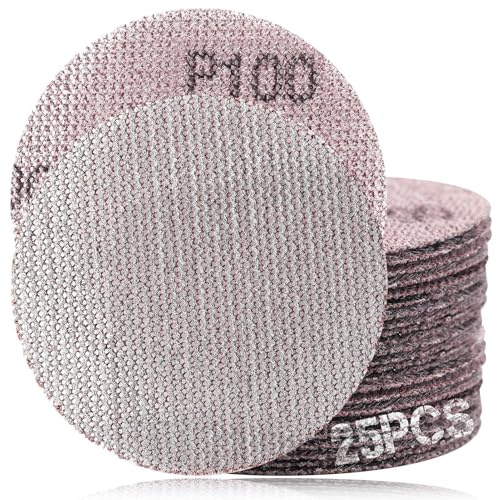 SPEEDWOX 3-Inch 100 Grit Mesh Abrasive Dust Free Sanding Discs, Virtually Dust-Free, Box of 25 Discs, Sanding Discs Hook And Loop For Metal, Wood, Composites, Stock Removal, And Fine Finishing