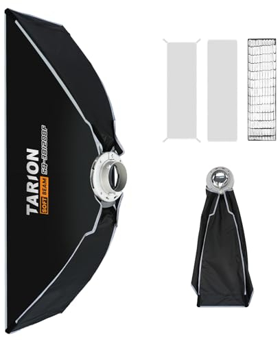 TARION Softbox Instalación Rápida Bowens - 30x120cm Caja de luz Rectangular Plegable con Rejilla para fotografía Profesional de Estudio SQ-30120F SOFTBEAM
