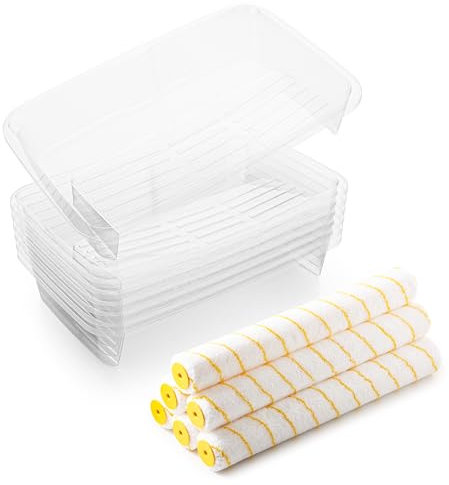 VOOMEY 7 forros de bandeja de pintura de 18 pulgadas, 6 cubiertas de rodillo de 18 pulgadas, mangas grandes para rodillo de pintura para pared, techo, pintores, superficies de pintura.