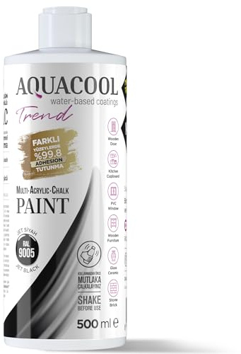 MAC paint - All In One Chalk paint - incredibly durable - Furniture, Cabinet, Countertop, Tile paint - no primer or sanding needed - Professional quality - Matte Finish. 16.9 Fl Oz (RAL 9005 Jet Black)