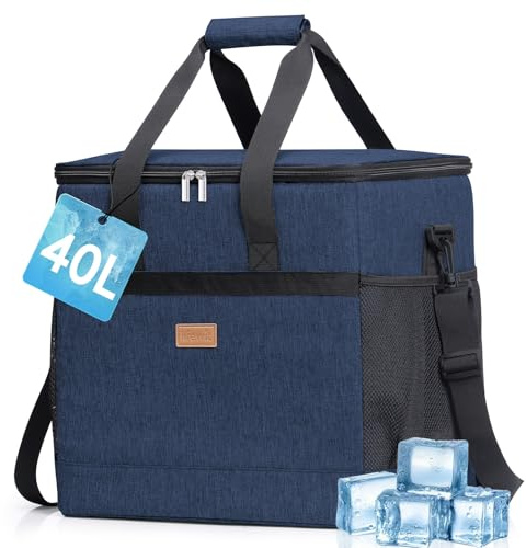 Lifewit Borsa Frigo 40L, Borse Termica Morbida per Surgelati, Grande Borsetta Termiche Porta Pranzo per Uomini e Donne, Cooler Bag per Mare, Spiaggia, Viaggio, Campeggio, Barbecue, Blu Scuro
