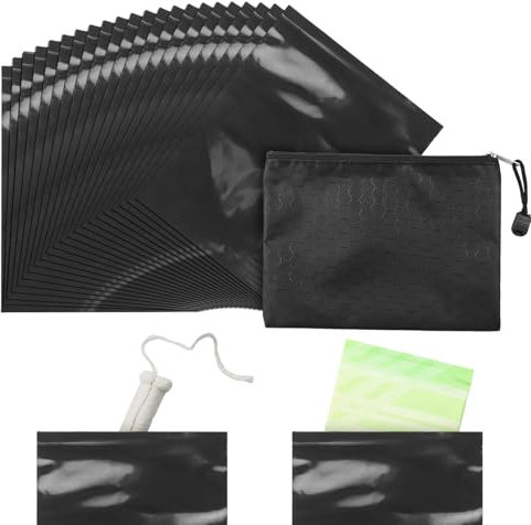 FAOEHN Tampon Disposal Bags Pack of 101,Black Sealable and Prevents Odours Feminine Hygiene Disposal Bag with Storage Bag 4.7x6 inches Opaque Sanitary Trash Bags for Tampons,Hygienic Products