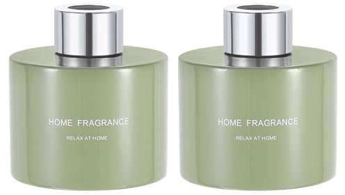 sourcing map 2pcs Empty Glass Diffuser Bottle 140ml/4.7oz Refillable Fragrance Accessories Aromatherapy Jar Container for Replacement Reed Diffuser DIY Home Bathroom Green with Silver Tone Cap