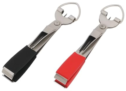 OTOTEC Lot de 2 coupe-fils 4 en 1 pour pêche à la mouche, outil de pêche à la mouche, outil de pêche à la mouche, pince à nouer, outil de nouage rapide, accessoire de nouage rapide, noir et rouge