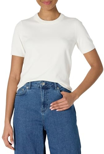 Amazon Essentials Jersey de Manga Corta y Corte Estándar Mujer, Cáscara de Huevo, L