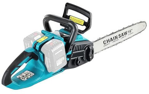 Akku-Kettensäge, Elektro-Kettensäge für Makita 18V Batterie, 42 V (21 V*2) Bürstenloser Elektromotor, 41 cm Schnittlänge, Leistungsstarke, für Holzbearbeitung und Garten