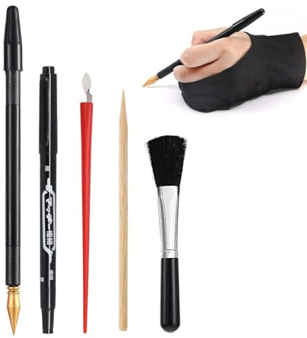NOPKESV 5 Stück Scratch Art Tools Set, Scratch Pens for Scratch Pictures, Bamboo Scratch Picture Pen, Brush, Felt Storage Bag, Scratch Painting Set for Kids and Adults