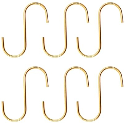 Gorise Ganci a S Dorati (confezione Da 6) Ganci Multiuso in Acciaio Al Carbonio Robusto Per Riporre Utensili Da Cucina, Bagno, Camera Da Letto, Portagioie, Garage