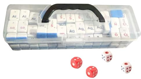 Biniveil Juego De Mahjong Portátil | Juego De Mesa Tabla Periódica con Cartas,Juego Educativo De Ciencia con Elementos Químicos Y Letras para Familias Y Amigos