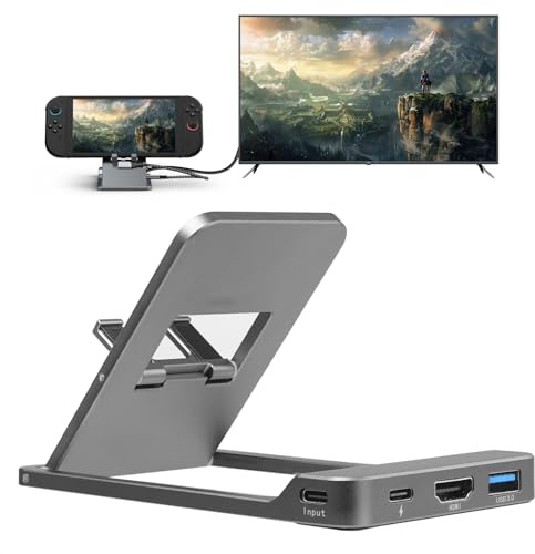 for Switch 2 Docking Station,Switch 2 USB-C to 4K HDMI Hub,TV Dock Holder