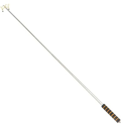 Angoily Pont de Queue de Billard en Métal Inoxydable, Support de Queue Télescopique Réglable, Manche Orange Fourche Dorée, Accessoire de Billard pour Jeu en Salle de Loisirs, Maintien
