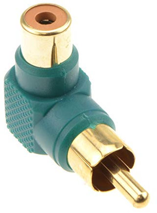 kenable Right Angled RCA Phono Adapter Green Audio Plug to Socket Gold Plated