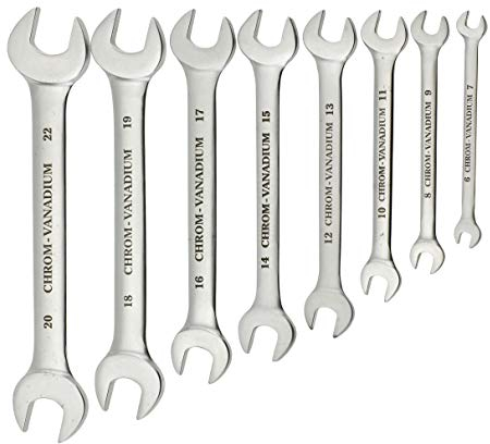 kwb Gabel-Gabel-Schlüssel Satz, 8-teiliges Set, SW 6-22 mm, TÜV/GS Geprüft, CV-Stahl, Maul-Schlüssel f. 6-Kant und 4-Kant Schrauben