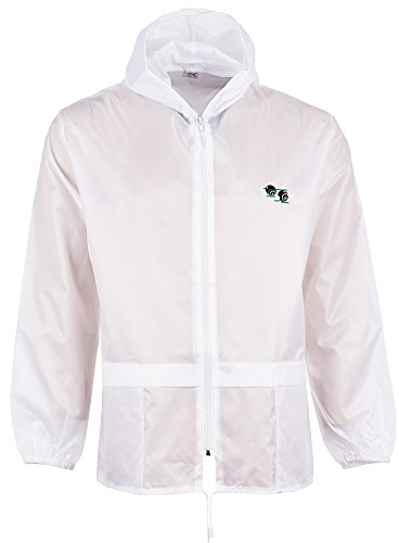 Sians Fashions Bowling Cagoule Bowls Kagool Hooded Rain Jacket Lightweight Showerproof Logo (Large, White)
