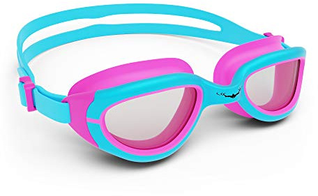 AqtivAqua Kids Swimming Goggles Kids 6-14 3-6 Swim Goggles for Childrens Girls Boys (NeonBlue/Magenta colour)