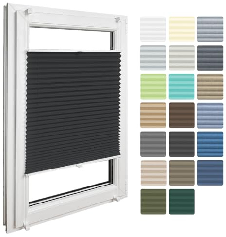 Home-Vision Premium Faltrollo Plissee ohne Bohren mit Klemmfix Lichtdurchlässig Rollo innen (Schwarz B65 x H200cm) Easyfix Klemmträger Verdunklung Blickdicht Sonnenschutz Jalousie für Fenster & Tür