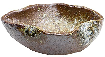 Wazakura Shigaraki Series Petit Pot à Bonsaï en Céramique en Forme de Feuille, Fait à la Main avec Trou de Drainage 15 cm, Fabriqué au Japon, Pot à Fleurs Idéal pour intérieur et Jardin
