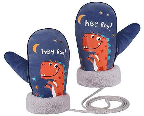 TAGVO Kids Ski Gloves, Dinosaur Snow Gloves For Boys Girls, Winter Baby Mittens for Skating Cycling Running and Outdoor Activities