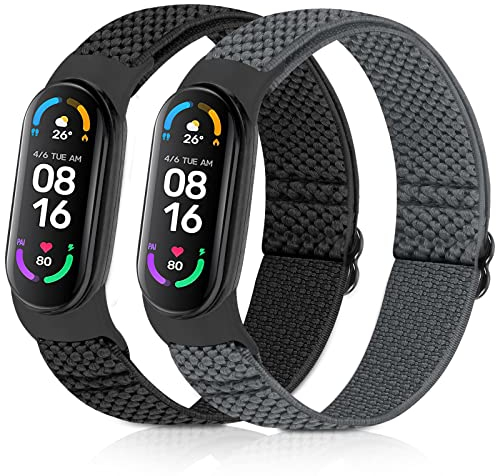 enkic Elastisch Armband Kompatibel mit Xiaomi Mi Band 7/Mi Band 6/Mi Band 5/Mi Band 4/Mi Band 3/Amazfit Band 5 Armband, Verstellbares Ersatzarmbänder Nylon Loop Sport Uhrenarmband für Damen Herren