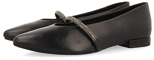 GIOSEPPO Bailarinas Negras de Piel con Detalle de Tira con Strass para Mujer lamlash