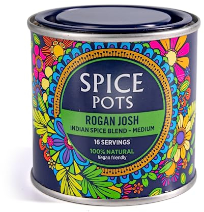 Rogan Josh Curry Powder by Spice Pots - 100% Natural Ingredients - Gluten Free & Vegan Indian Curry Powder - Dry Spice Mix For Fish, Chicken & Vegetarian Dishes (Medium Heat) - 80g Pot (16 Servings)