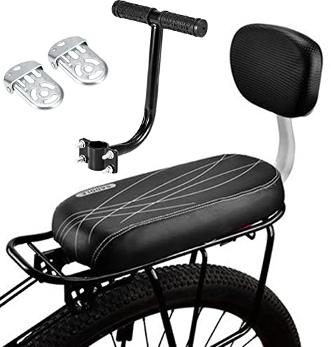 Wenmin Rear Bike Seat For Children - Bicycle Rear Seat Cushion With Backrest + Armrest + Footrest, Safety Bike Backrest Cushion Kit For Children, Bike Accessory (37x25x16cm)