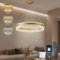 KSIBNW Hängelampe LED Pendelleuchte Dimmbare Wohnzimmer, 60W Moderne Hängeleuchte Rund Ø50cm Pendellampe Esszimmer mit Fernbedienung & APP Kücheninsel Gold Esstischlampe Höhenverstellbar 2700K-6500K