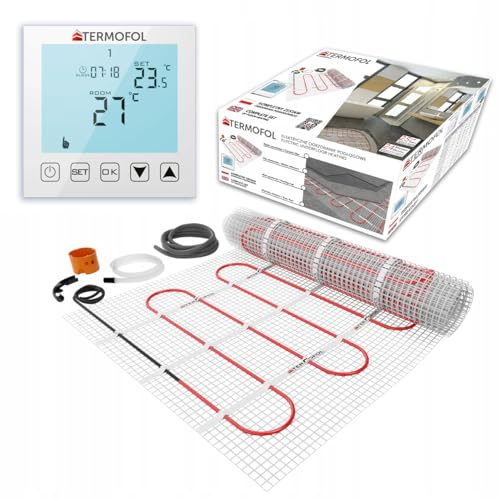 Termofol Set värmematta med termostat H1 – elektrisk golvvärme för badrum, vardagsrum och kök – värmefolie med värmekraft 150 W/m2, yta 2,0 m² – med digital värmetermostat