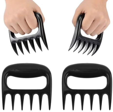 EIHI 4 PCS Viande Griffes, Fourchette à Viande Griffes d’Ours BBQ avec Poignée Résistante à la Chaleur Griffes très appropriée pour tirer du porc