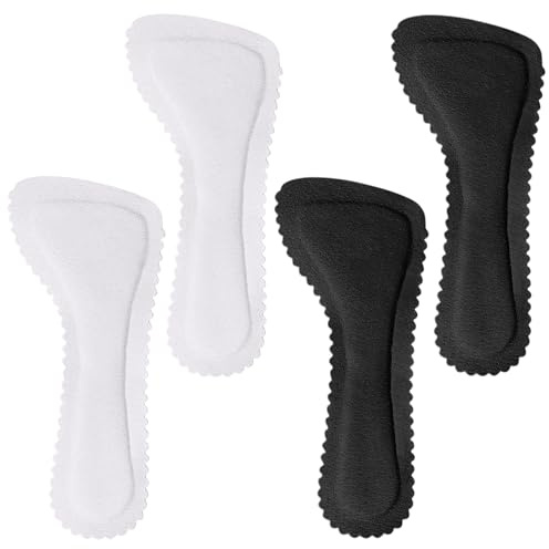 2 Pairs Breathable Insoles for Sandals,Self-Adhesive Sweat Absorbing High Heel Insole Liners Comfort Non-Slip Feet Pads Metatarsal Arch Foot Pain Cushion Inserts for Women Boot Heels(Black+White)