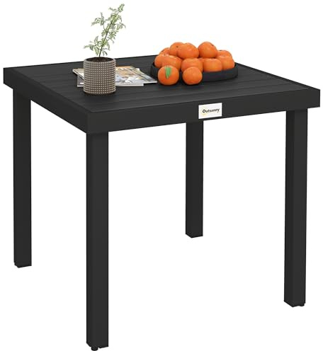 Outsunny Table à Manger de Jardin pour 4 Personnes, Table de Jardin extérieure en Aluminium, pour Patio, terrasse, 78 x 78 x 74 cm, Noir