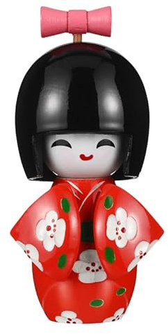 HEALEEP MuñEca Kimono Japonesa De Madera Figura Tradicional De Niña con Kimono Adorno para DecoracióN del Hogar Y Restaurante De Sushi Artesanía Detallada Y Elegante