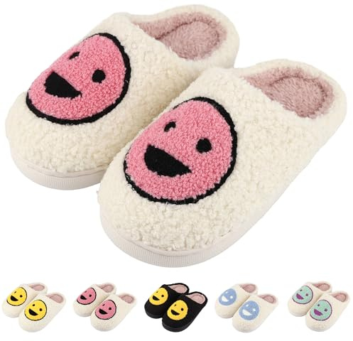 QZCEO Kids Slippers Girls Boys Warm Plush House Slippers Children Winter Soft Comfortable Fluffy Indoor Outdoor Shoes Pink 1/2 UK