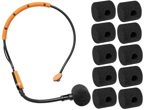 Voarmaks 10 Pcs Mic Covers Pop Filter Compatible with Shure SM31FH SM31 Fitness Headset, PGA31, P31 Headset Microphone Bulk Value Bundle Windscreen (All Black)