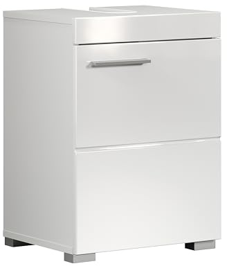 trendteam smart living – Amanda – Waschbeckenunterschrank – Weiß/Weiß Hochglanz – 1 Tür, 1 Einlegeboden – (BxHxT) 40 x 56 x 34 cm – Kratzfest & pflegeleicht