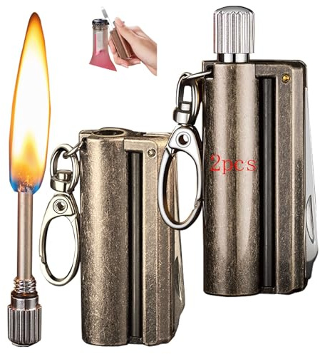 2pcs Permanent Match - Reusable Flint Fire Starter for Camping & Survival | Emergency Fire Starter with Ferro Rod & Striker(C)
