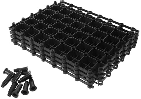 HYTROVE 4Pcs Modular Fountain Basin Grate Tray with Structural Support Grid and Filtration Splicing Tray for Backyard Pond and Garden Water Features