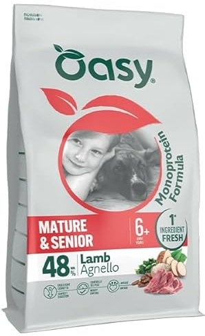 Oasy Dog Monoprotein Formula | Mature & Senior | Agnello | Cibo Secco per Cani | Sacco da 10 Kg