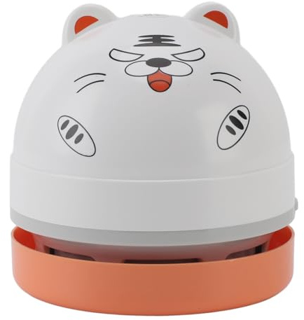 OPPWONG Mini Cute Cartoon Desktop Vakuum Högt Sug Lågt Ljud för äldre Studenter Bärbar Sladdlös (Tiger)
