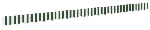 Tmriohed Rideau de rechange de 4 m pour store à bras articulé, tablier d'auvent à rayures vertes et blanches, tissu d'auvent durable, 380 x 20 cm, en polyester 240 g/m², pour terrasse et balcon