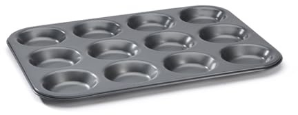 De Buyer - Plaque à 12 tartelettes en acier antiadhésif - Diamètre 7 cm -, Noir