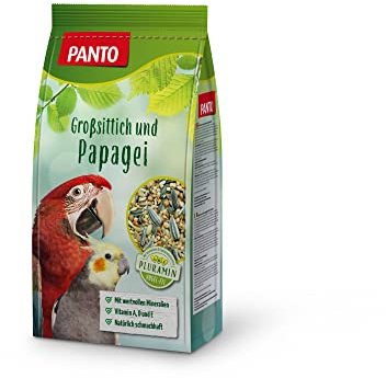 PANTO Großsittich- und Papageienfutter mit Pluramin, 5x1 kg - Bunte Saatenmischung für Papageien und Großsittichen, Vogelfutter mit Sonnenblumenkernen
