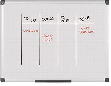 Bi-Office Maya Gridded Magnetic Aluminium Framed Whiteboard 90x60