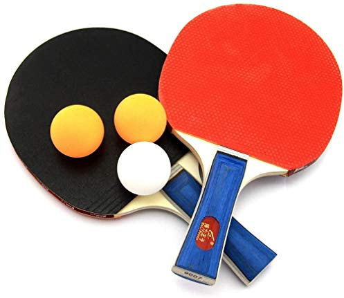 Tischtennis Ping-Pong Set für 2 Spieler 5-Teile - 2X Tischtennisschläger 3X Tischtennisbälle - Pingpong-Set für Hobby Reise Freizeit Training - Indoor Outdoor Pingpong Tischtennis-Set (1er Set)