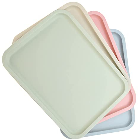 4 Piezas Bandeja de Comida Rápida, Bandejas para Servir Comida, Bandejas de Plástico para Comida Rápida, Bandejas para Servir Comida Apilables, para Restaurante, Cafetería, Cocina, Fiesta