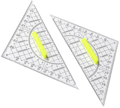 EIHI Transportador de angulos Nautico, 2 Piezas Cartabon Transportador Triangular de Plástico Transparente Escuadra Cartabon, Transportador Adecuada para Estudiantes Profesor